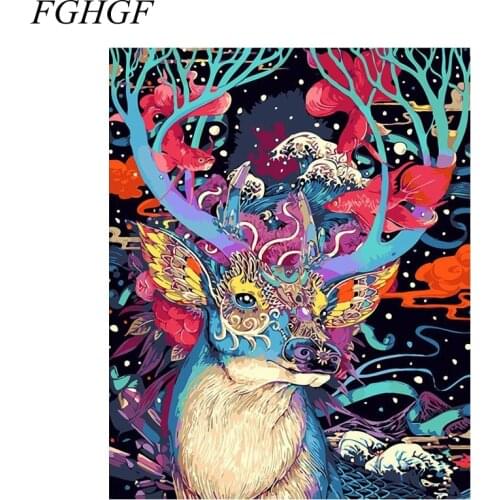 FGHGF Colorful Deer Frameless Picture Painting By Numbers Home Decor DIY Coloring By Numbers On Canvas Fashion