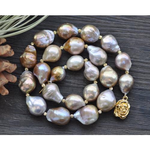 P7731 18" 20mm Peacock-Lavender Baroque-Drop KESHI Edison Pearl Necklace