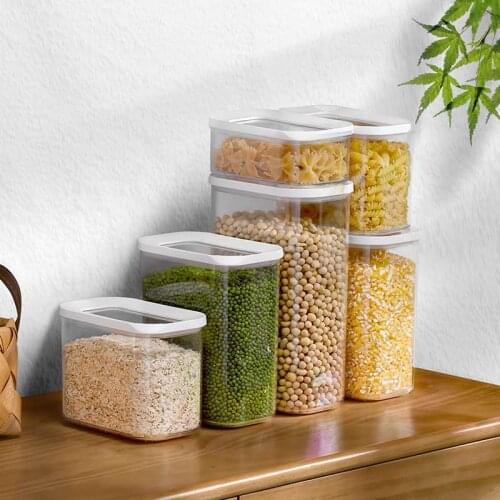 Food Container Plastic Transparent Stackable Dry Food Storage Box Kitchen Refrigerator Noodle Noodle Sealed Container