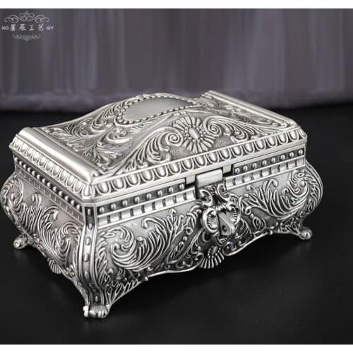 Retro European Korean Princess Treasure Jewelry Box Non-Solid Wood Flannel Jewelry Jewelry Storage Box Gift LB52820