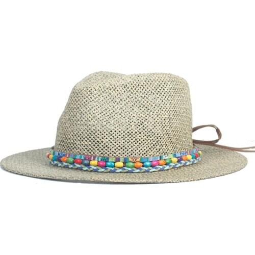 Summer Casual Sun Hat Women Men Travel Beach Straw Sun Hat Elegant Lady Fedora Wide Brim Panama Sunbonnet Sunhat Size 56-58CM