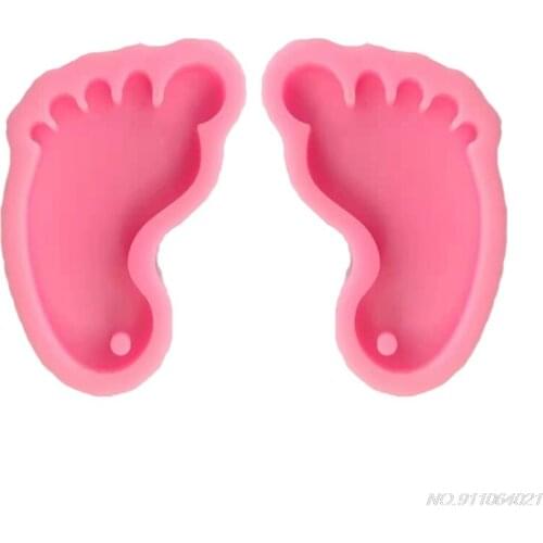 Silicone Mold Baby Footprint Keychain Mold DIY Footmark Keychain Silicone Resin Casting Molds Jewelry Tools M22 21 Wholesales