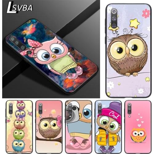 Silicone Cover Cute Owl Hearts Lover For Xiaomi Mi 11 10 10i 10T 9T 9SE 9 8 Note 10 Lite Pro Ultra Black phone case