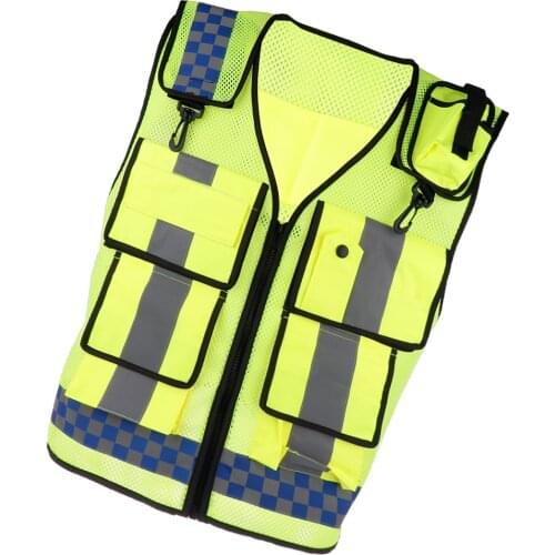 Hi-Vis Safety Vest with Zipper Reflective Jacket Security Waistcoat Pockets