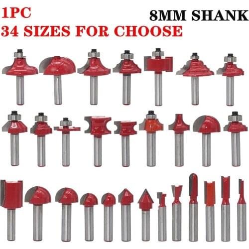 1pc 8mm Shank Classical T-Slot Milling Cutters C3 Carbide Cleaning Flush Trim Wood Router Bit Straight End Mills