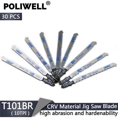 T101BR Reciprocating Saw Blade 30pcs/Set 100mm 10TPI T-Shank CrV Reverse Teeth Jig Saw Blades for Home DIY Fast Clean Cutting