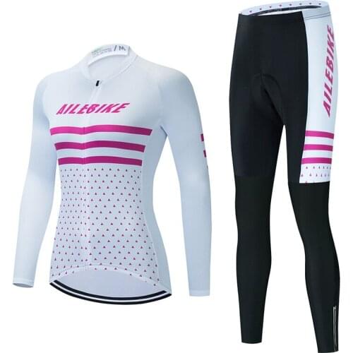 AILEBIKE Pro Team Autumn Fashion Women Cycling Clothing Jersey Sets Maillot Paul Smith Uniform Long Sleeve Breathable Suits