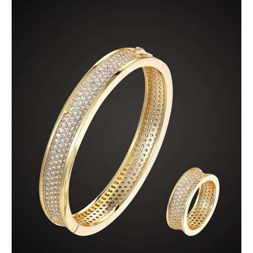 Vankeliif Luxury zircon Bangle and ring womans jewelry set micro-inlaid bracelets popular jewelry with lettering on both side