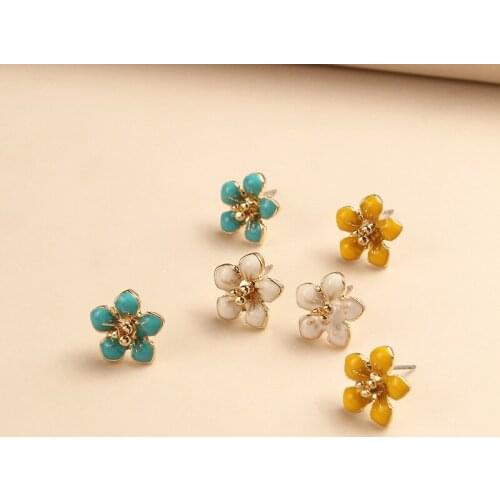 TIMEONLY Korean Vintage Style Red Pink Black Color Alloy Stud Earrings for Women Girls Sweet Earring Festival Elegant Jewellery