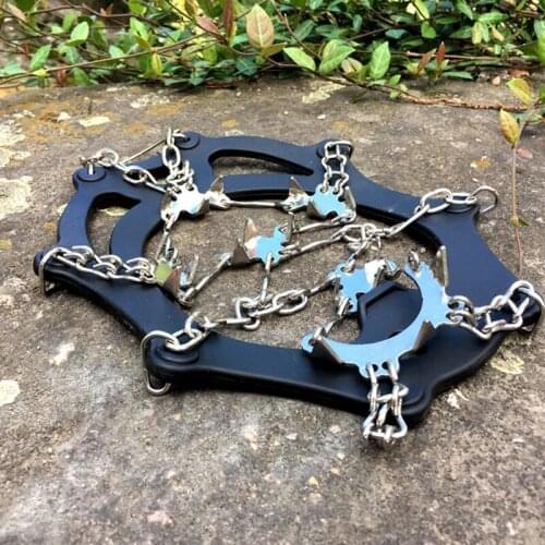 Rayseeda 1pair Climbing Antislip Crampons 18Teeth Claws Non-slip Stainless Steel Chain Shoes Cover Outdoor Ski Snow Ice Crampons