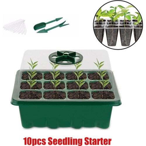 10pcs Seed Tray Grow Box Nursery Pot Seedling Starter Germination Kit with Breathable valve port For Flower Garden Seeds Growing