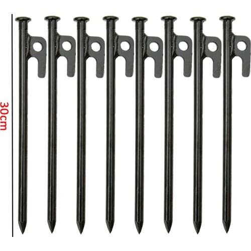 12 Pcs Tent Ground Nail Outdoor 30CM High Strength Steel Spike Canopy Camping Tent Peg Stakes Bold And Lengthen Beach Camp Nail