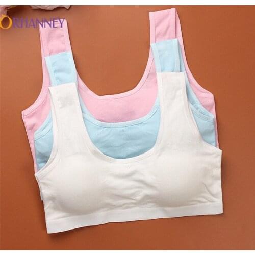 2pcs/Lot Teenage Kids Bra Girls Underwear Clothing Cotton Teen Sports Bra with Chest Pad Puberty Children Training Bra