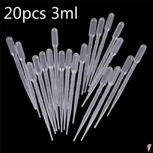 20PCS Transfer Pipettes 3ml Plastic Transparent Pipettes Disposable Safe Eye Dropper Transfer Graduated Pipettes Lab Supplies