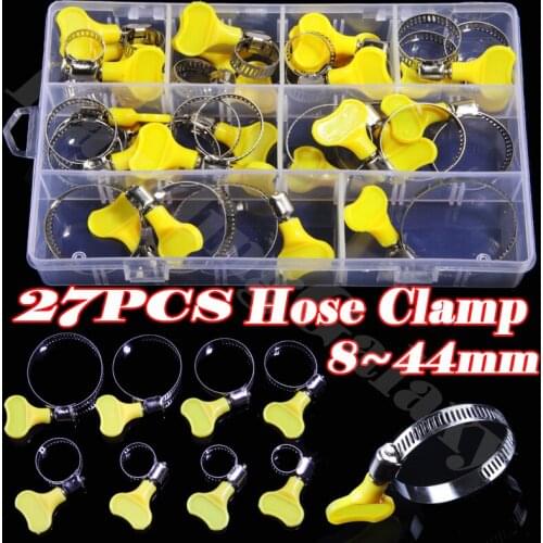 27PCS Stainless Steel Pipe 6 Sizes Hose Clips Spring Clamps Set Assortment For Hardware