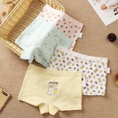 4Pcs Girl Underwear Kids Pure Cotton Teen Panties Candy Color Shorts for Kids Cartoon Rabbit Print Underpants Children Clothing