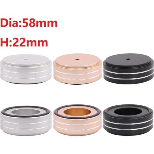 Dia58mm*H22mm Frosted Surface Solid Aluminum Alloy Machine Foot Power Amplifier Foot Preamplifier Pad 4 Piece