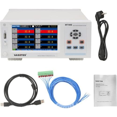 WASITES 8 Channels Temperature Recorder with 5 inch -200℃~1820℃ Industrial Temperature Data Logger Support KJETNSRB Thermocouple