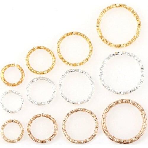 Fashion Style Metal Round Jump Rings Embossing 4Colors Split Rings For Diy Jewelry Finding Making Accessories Wholesale Supplies