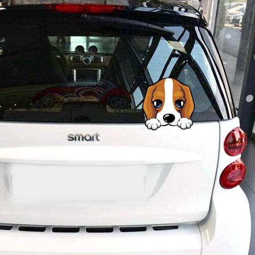 Aliauto Car-styling Cartoon Dog Peep Funny Car Sticker Window Decal Glass Accessories for Bmw Ford Focus 2 3 Vw Skoda Polo Golf