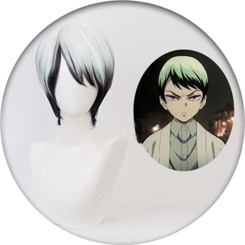 Anime Demon Slayer Kimetsu No Yaiba Yushirou Men Boys Short Cosplay Costume Heat Resistant Synthetic Hair Party Wigs +Wig Cap