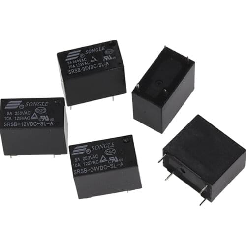 Free shipping 5PCS Relay SRSB-05VDC-SL-A SRSB-12VDC-SL-A SRSB-24VDC-SL-A 5V 12V 24V 5A