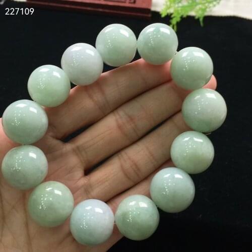 Genuine Green Natural Jade A Gemstone Bracelet Women Men 17mm Natural Jade A Crystal Round Beads Necklace AAAAA