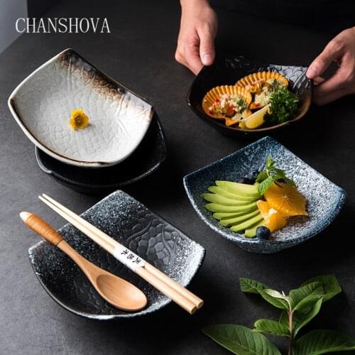 CHANSHOVA Chinese Retro Under Glazed Ceramic Salad Plates Dishes Dinner Dish Dessert Tray Irregular Porcelain Dinnerware Set