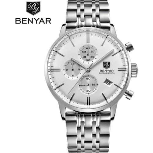 Watch men BENAYR top brand luxury quartz watch men chronograph military sport men clock waterproof business watch Reloj hombres