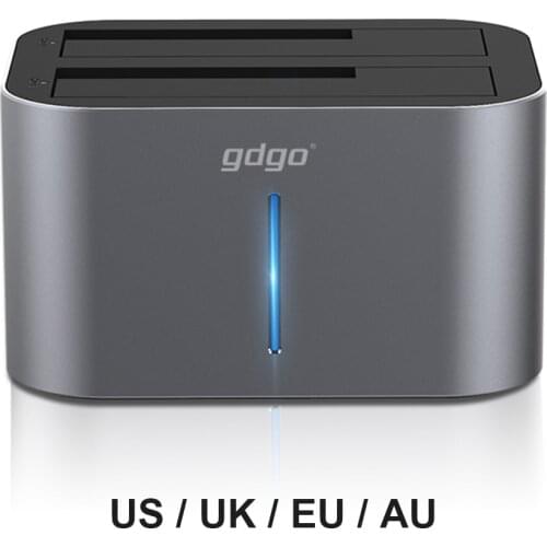 Disk Case Dual Bay External Hard Drive Docking Station 3.5/2.5 inch SATA to USB 3.0 HDD SSD Enclosure Box Support 14TB