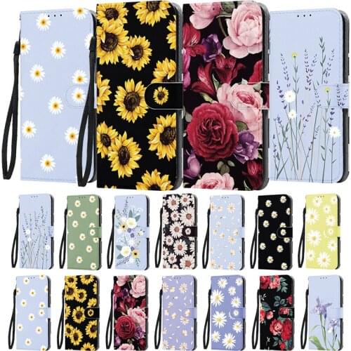 For Huawei P20 P30 Lite New Edition P smart Y9 Prime 2019 2020 Z Funda Fashion Flower Painted Leather Magnetic Flip Cover Case