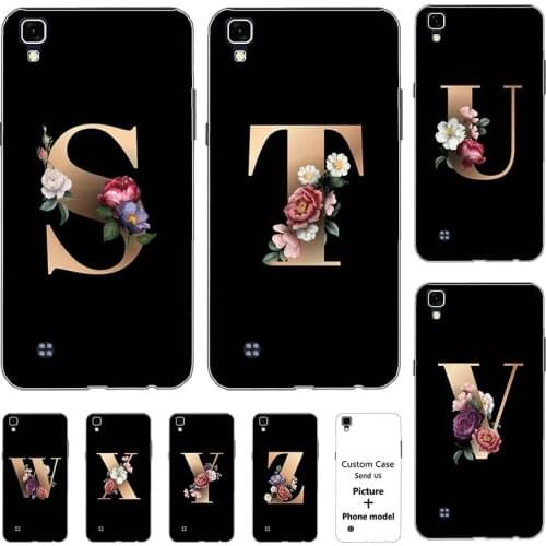 Flower 26 English Name Letters Custom Initial Case For LG X Power K210 K220 K220ds 5.3" Soft Silicone Cover