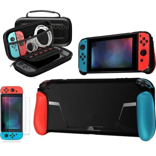 Silicone TPU Case for Nintendo Switch Shock Proof Protective Cover Shell with Storage Bag Screen Film Handle Grip NS Accessories