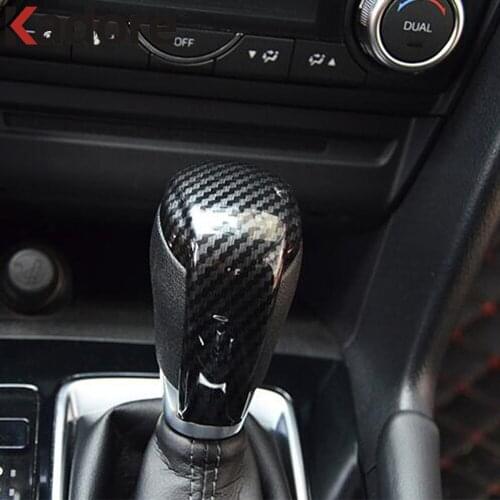 For Mazda CX3 CX-3 2020 2019 2018 2017 Carbon Fiber AT Car Gear Shift Knob Head Cover Trim Interior Accessories Car Sticker