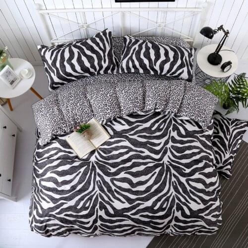 Home Living Leopard Print 3/4Pcs Bedding Sheet Pillow Case Duvet Cover Queen Size and King Size Bedding Sets
