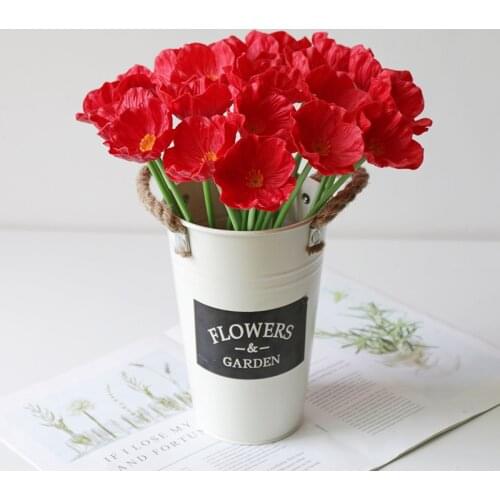 PU Poppy Flower Mini Simulation Bouquet Source Office Decoration Flower Jewelry Party Decorations Home Garen Decor
