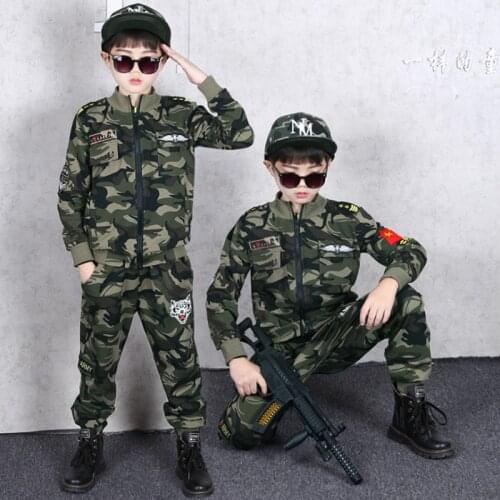 Boys Camouflage Letters Pant Sets Girls Street Dance Clothes Kids Hip Hop Camouflage Costumes Dance Wear Children Sport Suits