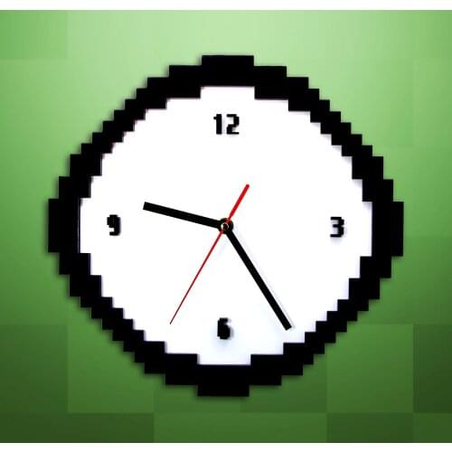 1Piece Classic Pixel Time Clock Retro Style Wall Clock Living Room Home Decoration Vintage Pixel Wall Clock