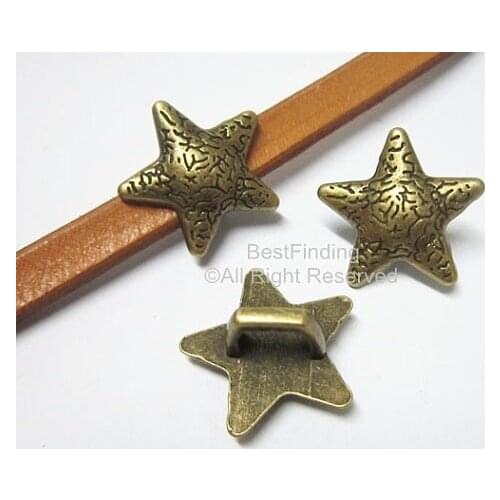 Licorice findings Antique bronze Sea star slider licorice leather findings -LT13B