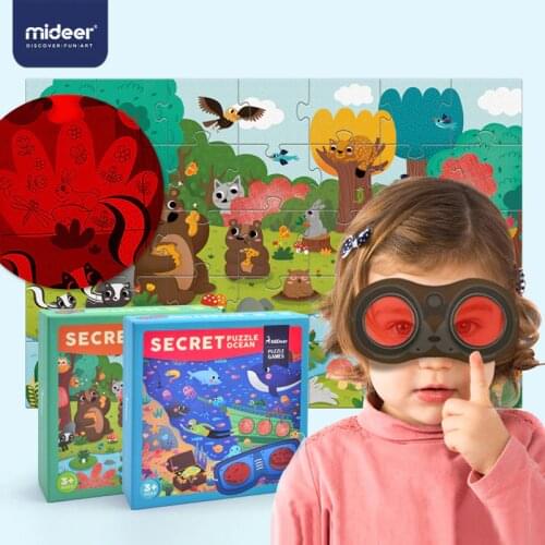 Mideer Childrens Jigsaw Puzzle 3-6 Years Childrens Exploratory Puzzle Matching Secret Glasses 35PCS Cartoon Toy Ocean Theme