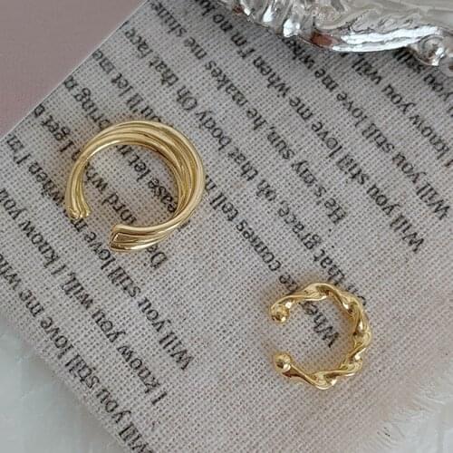 Minimalist Earcuff Gold Silver Color Asymmetry Circle Fake Earrings Clip on Faux Piercing Ear Cuff Earings Jewelry