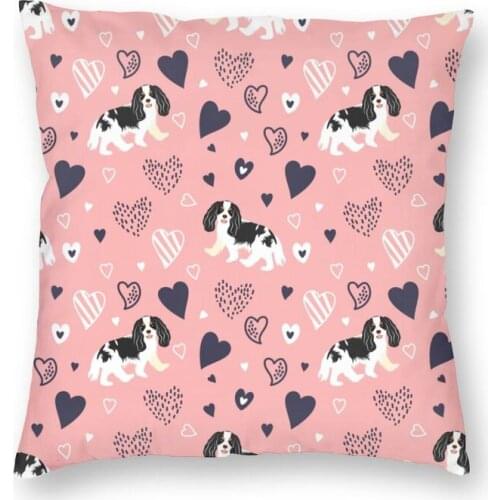 Fashion Cavalier King Charles Spaniel Throw Pillow Case Decoration Square Cartoon Dog Cushion Cover 45x45 Pillowcover for Sofa