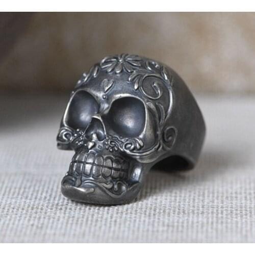 Real 925 STERLING SILVER SKULL PUNK RETRO Mens Jewelry Ring A4881