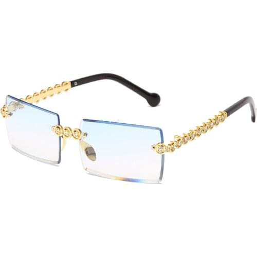 New style square rainbow bridge point diamond fashion trimming retro trend European and American sunglasses UV400