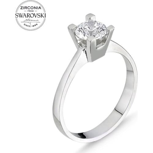 Silver 925 Sterling Swarovski Zirconia Cubic Zirconia Engagement Ring