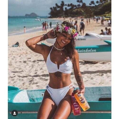 Solid Bikini Set 2021 Sexy White Swimsuit Women Halter Swimwear Push Up Bathing Suit Brazilian Bikini Set Beach Wear Female