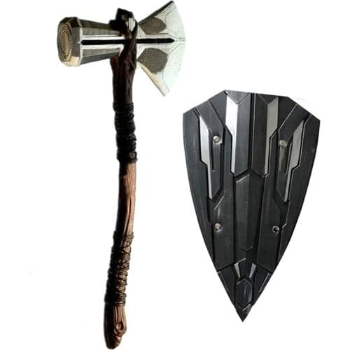 73cm Cosplay Weapons 1:1 's Hammer Axe Shield Figure Weapons Cosplay props Movie Role Playing Safety PU Toy