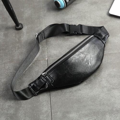 Xiao.p Casual High-quality Pu Leather Waist Bag Men Money Phone Fanny Pack Vintage Waist Belt Bag Small Travel Waist Packs Male