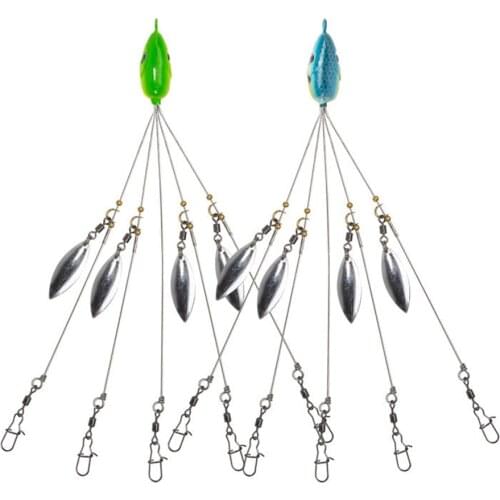 Umbrella Fishing lure Rig 5 Arms Alabama Rig Head Swimming Bait Bass Fishing Group Lure Snap Swivel Spinner 18g with Sequins