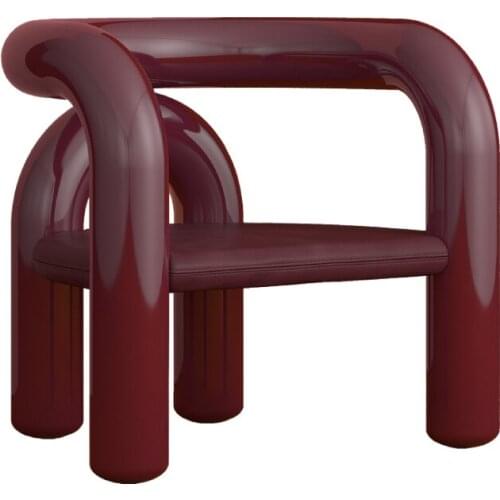 Simple creative designer special-shaped light luxury armrest leisure curved line tube soft bag FRP single sofa chair